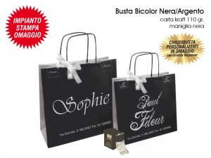 BUSTE IN CARTA BICOLOR NERO/ARGENTO  